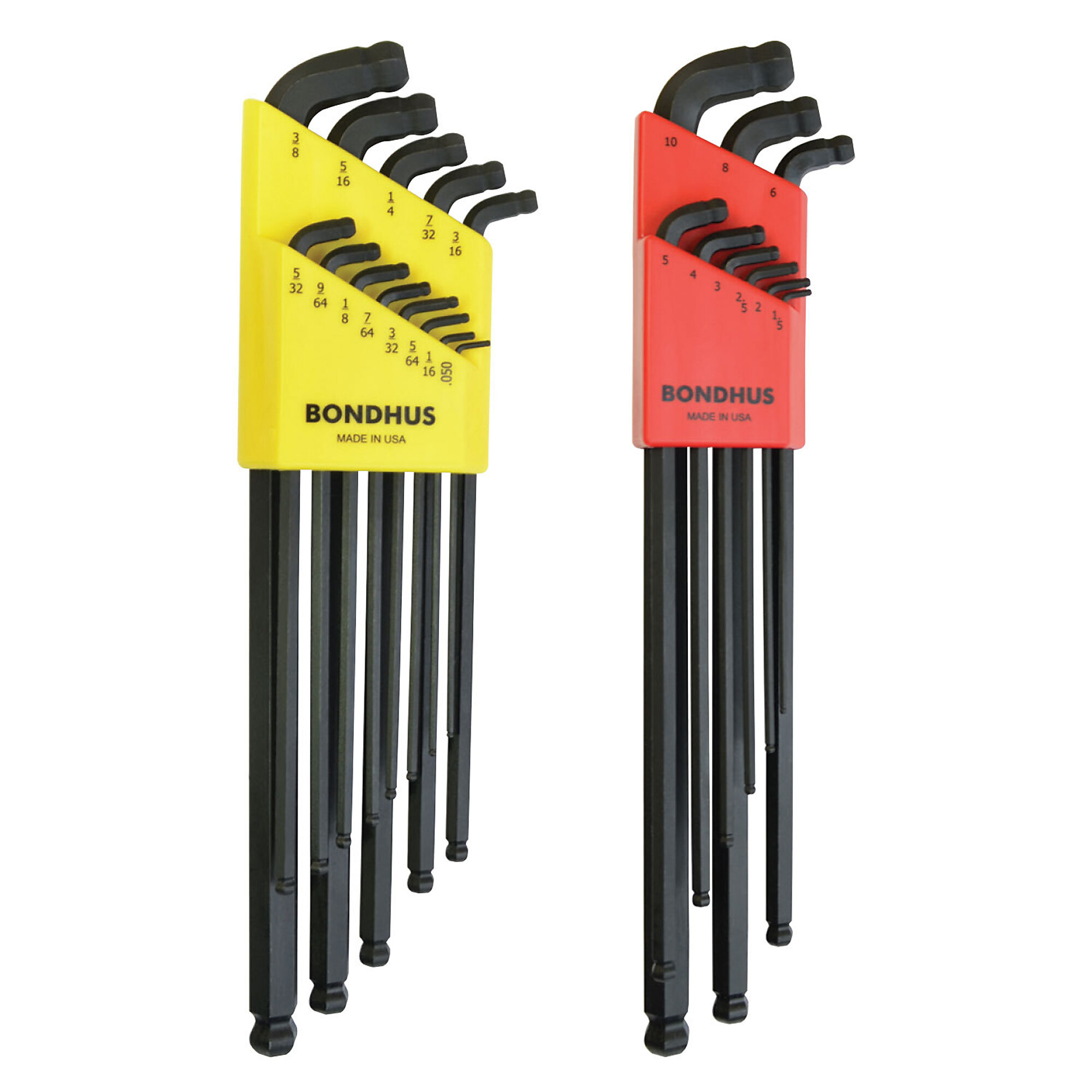 Bondhus Stubby Double Ball End Inch and Metric Extra Long L-wrench Sets, .050-3/8" and 1.5-10mm, Model 27098